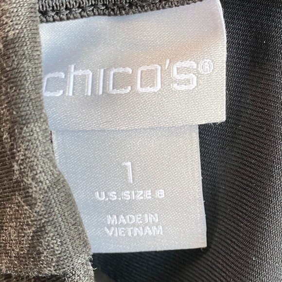 Chico's Black & Gray Houndstooth Plaid Pull On Slimming Stretch Pants Size 1 (8) - Picture 6 of 8